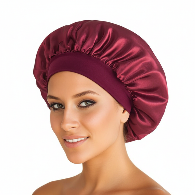New Satin Wide Brim Nightcap Silky Bonnet Hair Wrap For Sleeping Sleep Cap With Elastic Soft Band Styling Cap Wash Face Nightcap