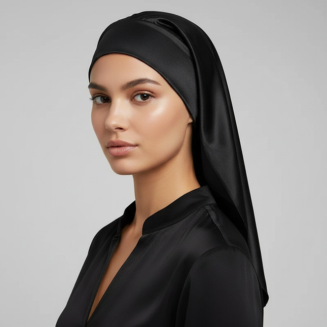 Long Women Large Satin Bonnet Silky Night Sleeping Cap Adjusting Button Night Hat Beauty Salon Hair Care Hat Bathroom Products