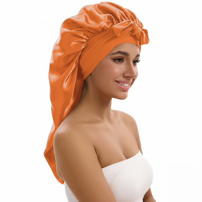 1/2/3pcs Satin Sleep Caps with Ribbon Tie - Black & Pink, Polyester Night Hats for Long Hair, Casual and Stylish Design
