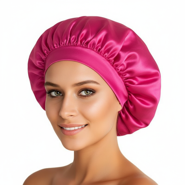 New Satin Wide Brim Nightcap Silky Bonnet Hair Wrap For Sleeping Sleep Cap With Elastic Soft Band Styling Cap Wash Face Nightcap