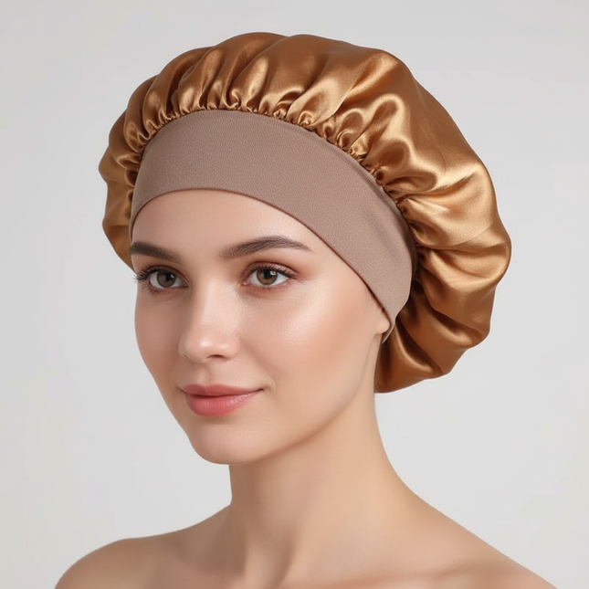 1PC Satin Sleeping Hat Night Sleep Hair Care Bonnet Nightcap Extra Satin Silky Shower Caps Sleep Cap with Premium Elastic Band