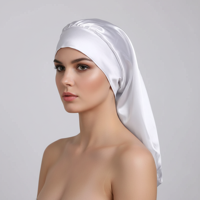 Long Satin Bonnet Sleep Cap Silk Sleeping Cap With Wide Elastic Band Loose Night Hat For Women Braids Curly Hair Natural Hair