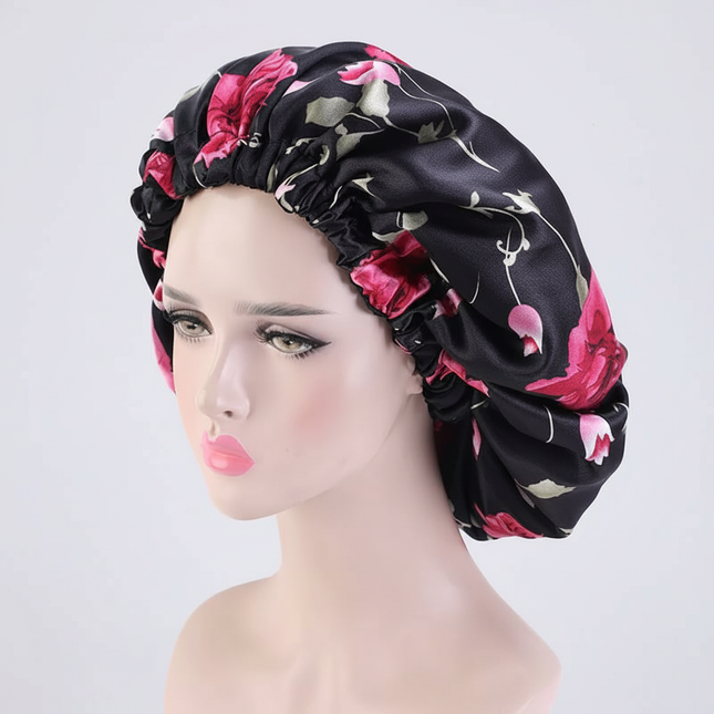 Extra Large Satin Lined Bonnet Women Big Size Beauty Print Satin Silk Bonnet Sleep Night Cap Head Cover Bonnet Hat Wholesale