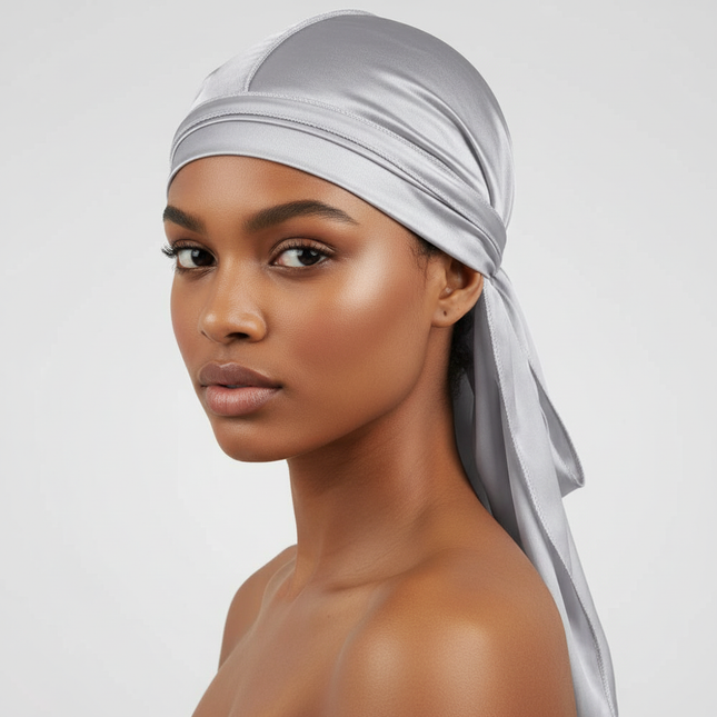 Men's Silk Durag Bonnet Bandana Silky Du Rag Doo Rag Long Tail Waves Cap