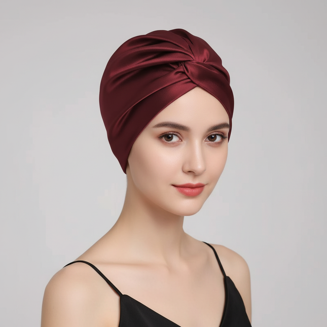 100% Mulberry Silk Bonnet Silk Sleeping Cap Double-Sided Real Silk For Hair Skin  Turban