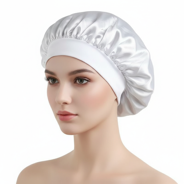 Satin Wide-brimmed Nightcap Styling Silk Headband for Sleeping Nightcap with Elasticated Floppy Band Cap Hair Shower Cap