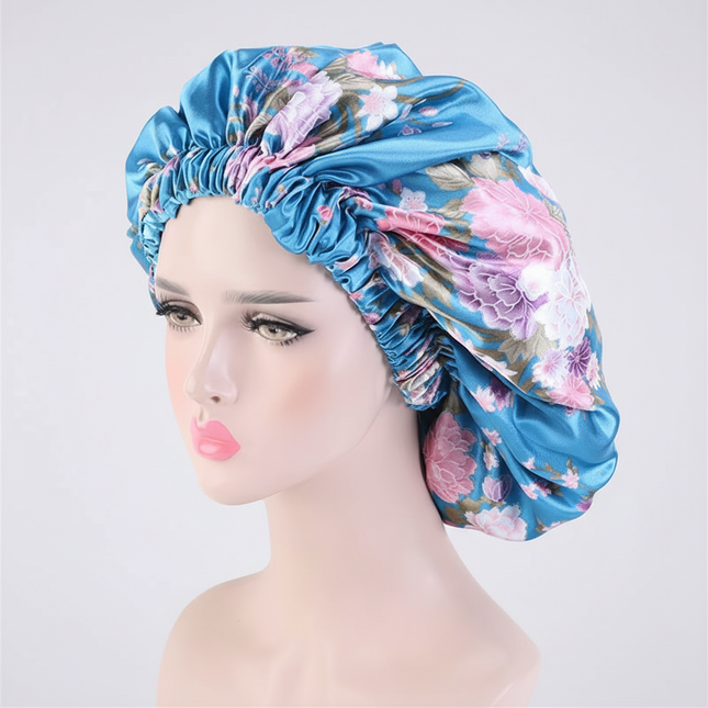 Extra Large Satin Lined Bonnet Women Big Size Beauty Print Satin Silk Bonnet Sleep Night Cap Head Cover Bonnet Hat Wholesale