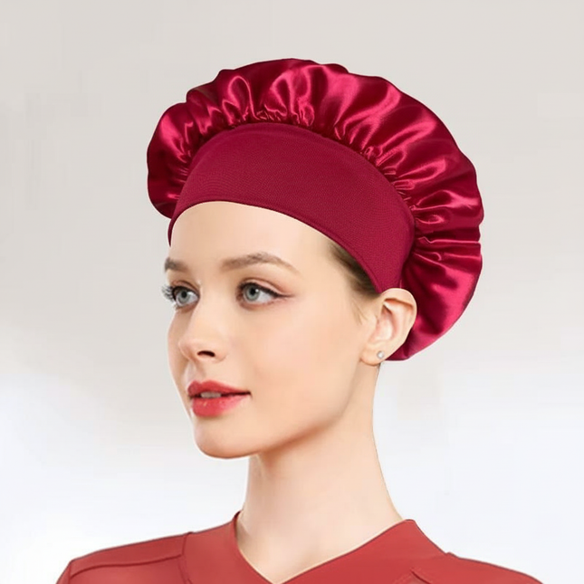 Newly Satin Night Hair Cap Women's Solid Sleeping Hat Sleep Care Bonnet Nightcap For Women Unisex Cap