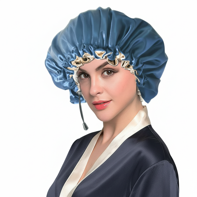 New Women Solid Reversible Satin Bonnet for Curly Hair Cap Double Layer Adjustable Sleep Cap Elastic Hair Cap Haircare Night Hat