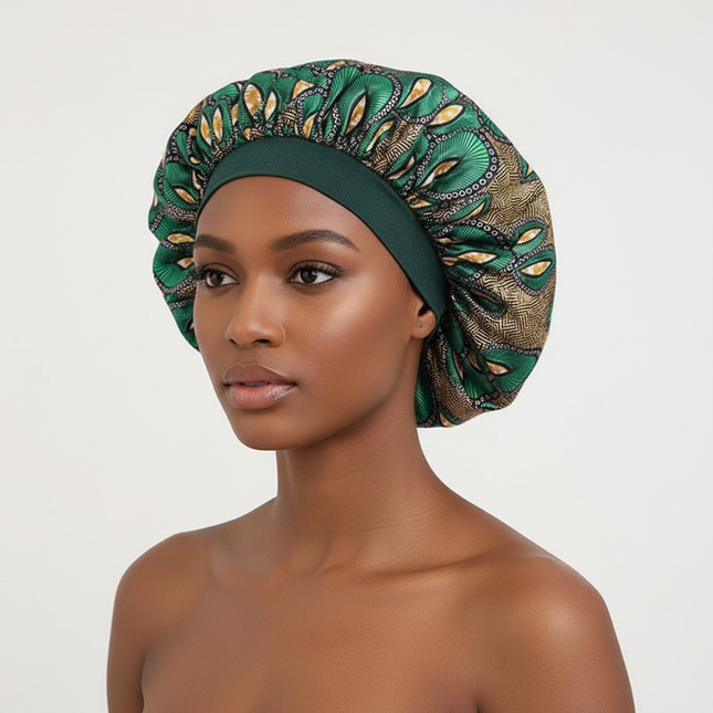 New Women's Extra Large Hair Cap For Sleeping African Printed Satin Cap Elastic Night Turban Artificial Silk Chemo Bonnet