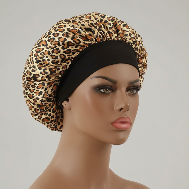 1PC Satin Sleeping Hat Night Sleep Hair Care Bonnet Nightcap Extra Satin Silky Shower Caps Sleep Cap with Premium Elastic Band