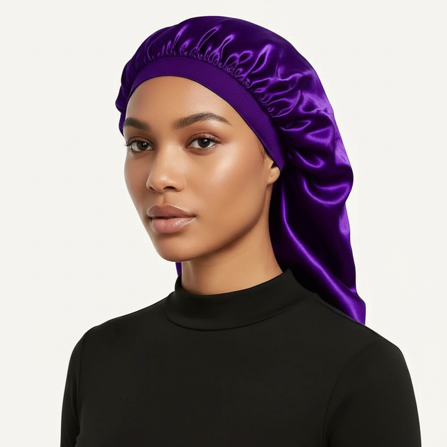 Silky Long Bonnet For Sleeping Solid Color Night Cap For Women Hair Care Tools For Sleeping In Overnight