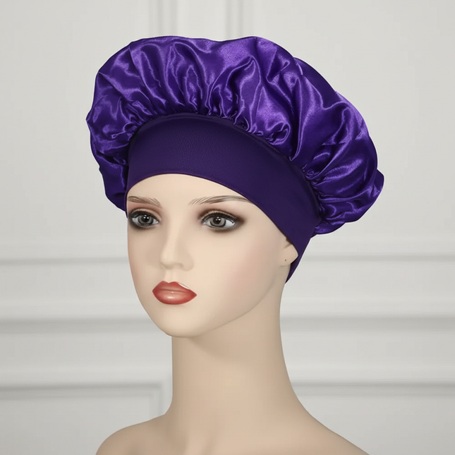 Newly Satin Night Hair Cap Women's Solid Sleeping Hat Sleep Care Bonnet Nightcap For Women Unisex Cap