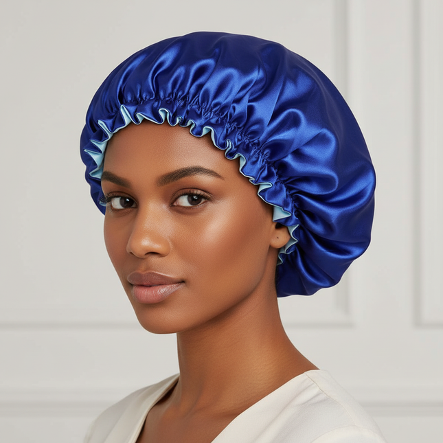 Double satin nightcap flanging wooden ear shower cap lace home hat Queen Lady Princess Hat