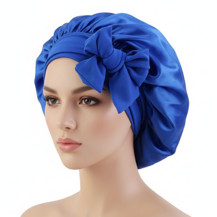 Women Satin Bonnet Solid Sleeping Hat Stretchy Tie Band Elastic Night Shower Cap Adjustable Hair Head Cover Bonnet for Women