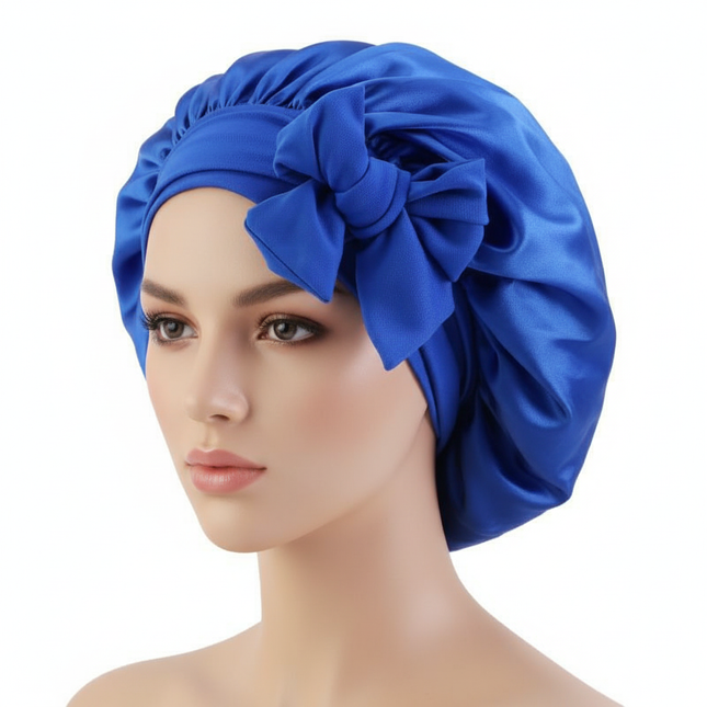Women Satin Bonnet Solid Sleeping Hat Stretchy Tie Band Elastic Night Shower Cap Adjustable Hair Head Cover Bonnet for Women