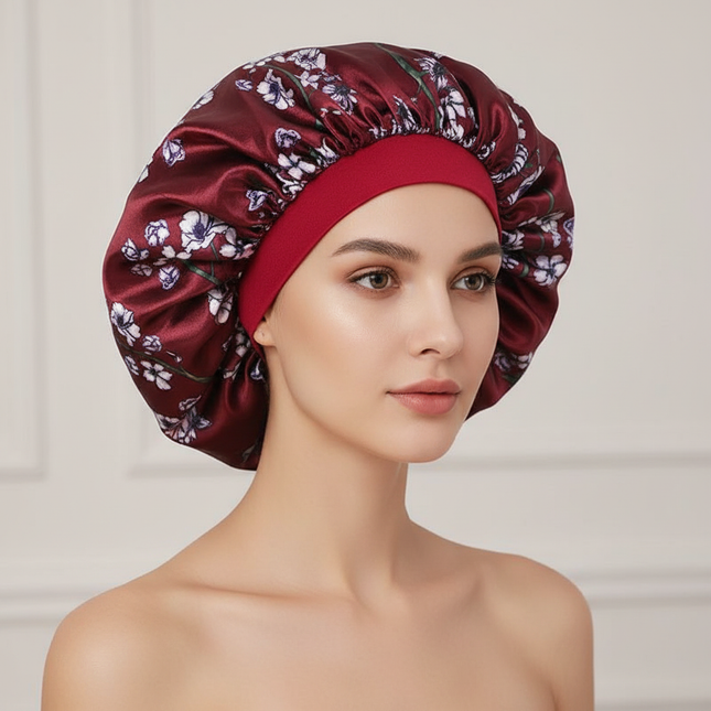 New Women's Extra Large Hair Cap For Sleeping African Printed Satin Cap Elastic Night Turban Artificial Silk Chemo Bonnet