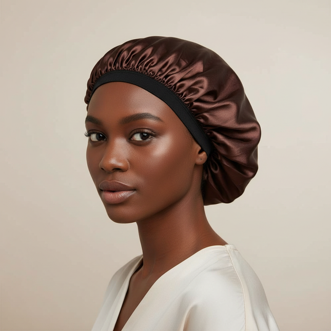Sleep Bonnet Large Size Black Slim Band Elastic Shiny Headwear Soft Women Long Curly Hair Wrap Satin Hat Sleeping Home Supplies