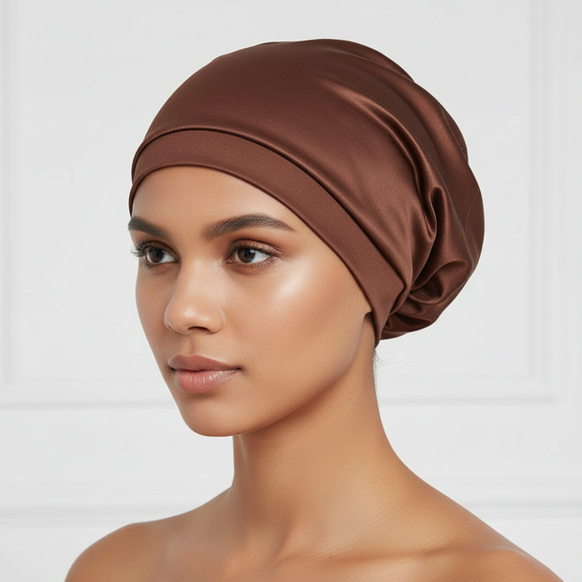Silky Satin Lined Bonnet Sleep Cap Adjustable Stay On All Night Hair Wrap Cover Slouchy Beanie Curly Protection Silk Hair Bonnet