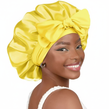Sleeping Silk Bonnet With Tie Band Women Satin Bonnet Double Layer Satin Lined Hair Bonnet Curly Hair Sleeping Caps Night Cap