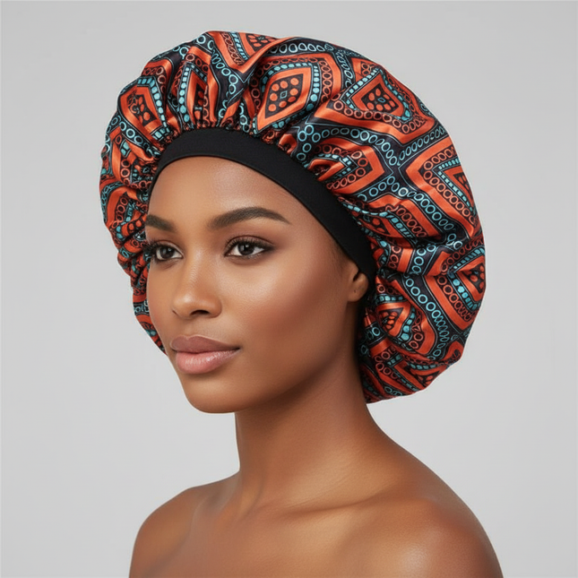 New Women's Extra Large Hair Cap For Sleeping African Printed Satin Cap Elastic Night Turban Artificial Silk Chemo Bonnet