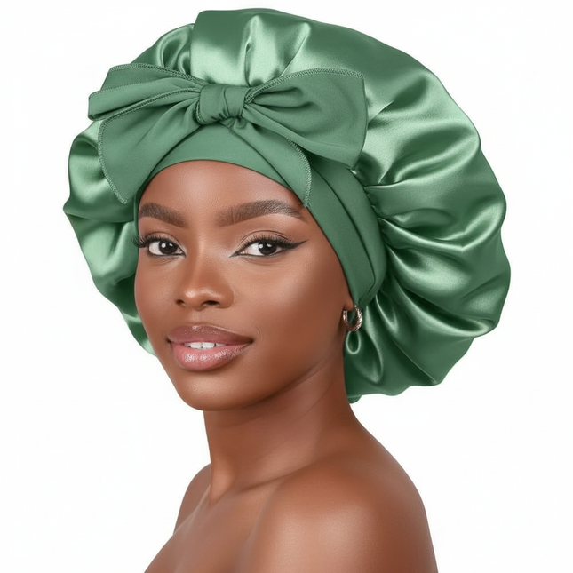 Sleeping Silk Bonnet With Tie Band Women Satin Bonnet Double Layer Satin Lined Hair Bonnet Curly Hair Sleeping Caps Night Cap