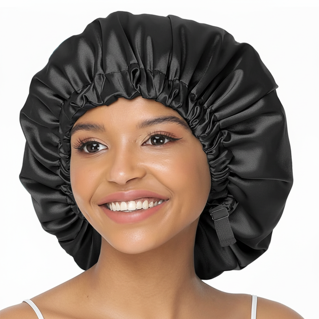 Satin Hat for Sleeping with Invisible Adjustable Buckle Double Layer Ding Soft Comfortable Hair Care Shower Bonnet De Douche