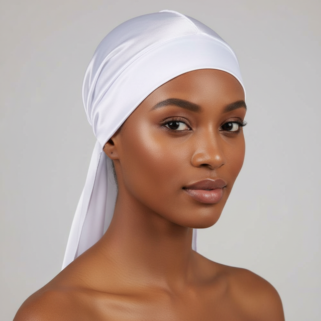 Men's Silk Durag Bonnet Bandana Silky Du Rag Doo Rag Long Tail Waves Cap