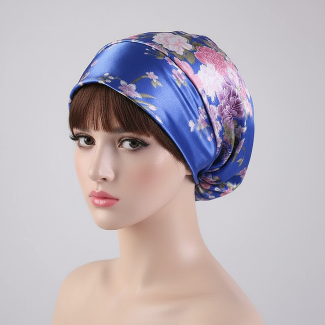 Women Silk Satin Cap Night Sleep Cap Hair Bonnet Hat Head Cover Satin Turban Headscarf Adjustable Ladies Long Hair Care Bonnet