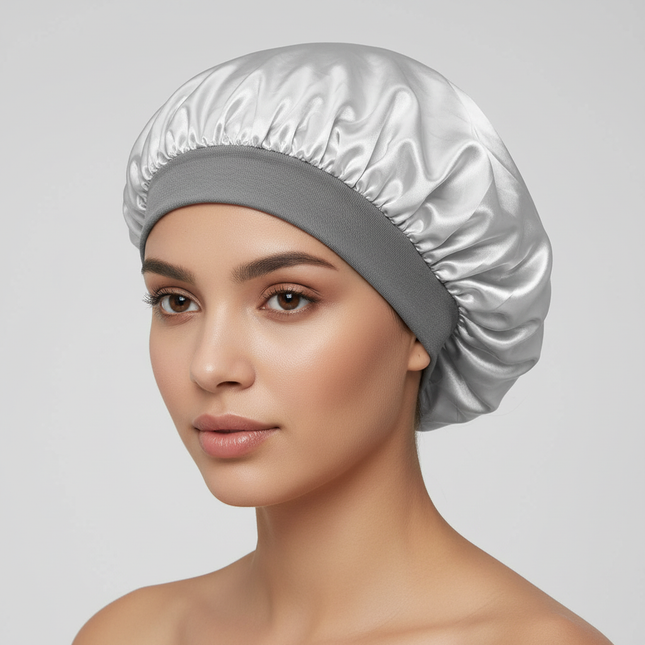 1pc Satin Stretchable Sleep Cap Hair Protection Night Hat For Girls Headband Bonnet Elastic Comfortable Household Headwear
