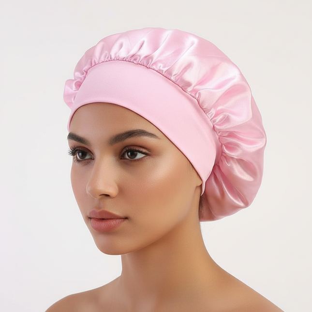 1PC Satin Sleeping Hat Night Sleep Hair Care Bonnet Nightcap Extra Satin Silky Shower Caps Sleep Cap with Premium Elastic Band