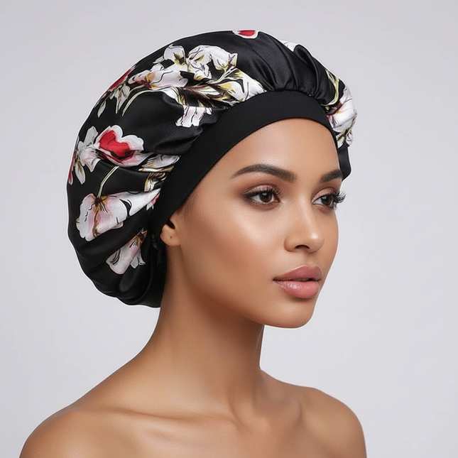 New Women's Extra Large Hair Cap For Sleeping African Printed Satin Cap Elastic Night Turban Artificial Silk Chemo Bonnet