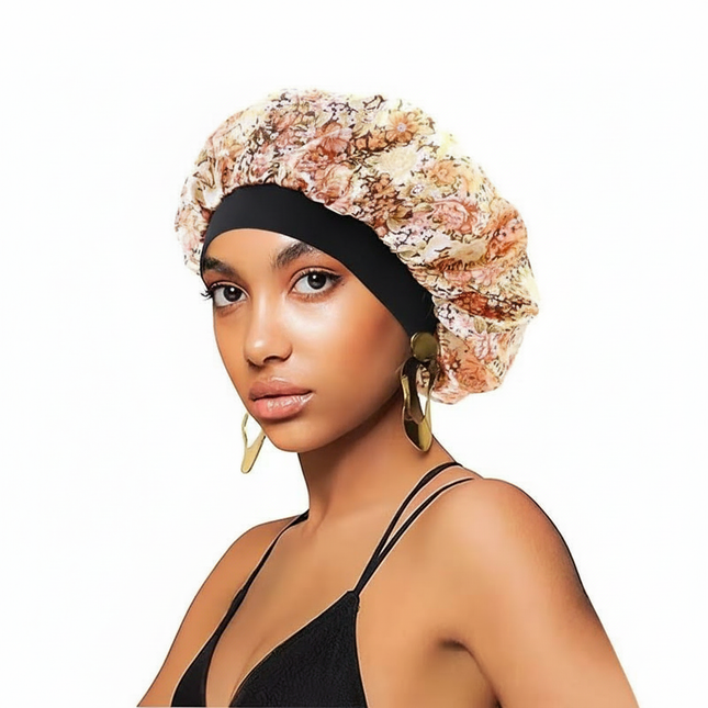New Satin Hair Caps for Sleeping Women Bath Wide-brimmed Headwear Cover Hat Curly Hair Styling Accessories Hair Cap for Sleeping