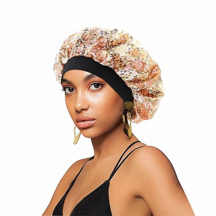 New Satin Hair Caps for Sleeping Women Bath Wide-brimmed Headwear Cover Hat Curly Hair Styling Accessories Hair Cap for Sleeping
