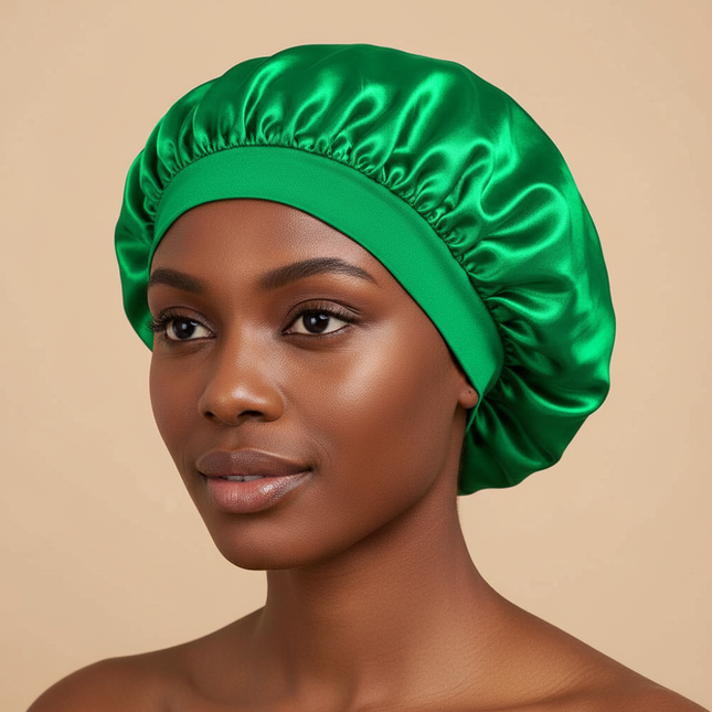 1pc Women's Solid Color Satin Wide-Brimmed Shower Cap, Suitable For Daily Use Silk Bonnet Satin Bonnet
