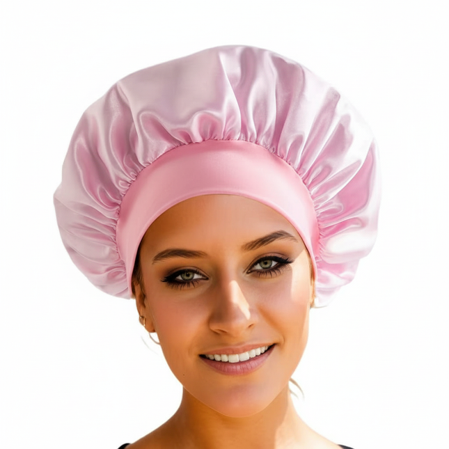 New Satin Wide Brim Nightcap Silky Bonnet Hair Wrap For Sleeping Sleep Cap With Elastic Soft Band Styling Cap Wash Face Nightcap