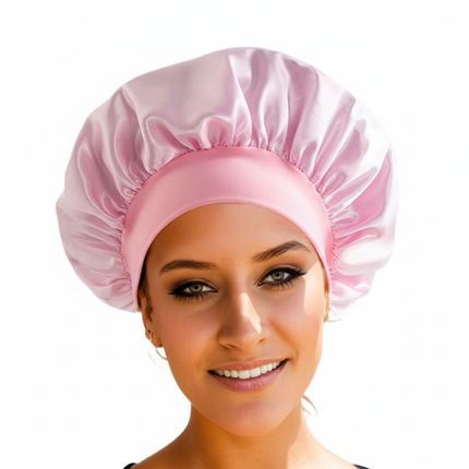 New Satin Wide Brim Nightcap Silky Bonnet Hair Wrap For Sleeping Sleep Cap With Elastic Soft Band Styling Cap Wash Face Nightcap