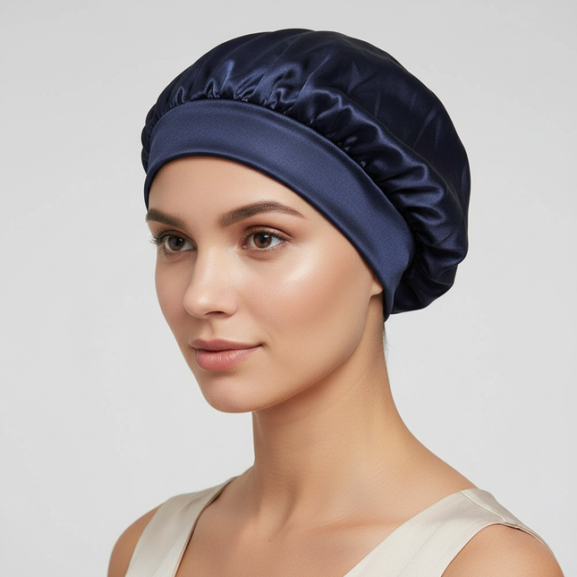 Silky Satin Lined Bonnet Sleep Cap Adjustable Stay On All Night Hair Wrap Cover Slouchy Beanie Curly Protection Silk Hair Bonnet