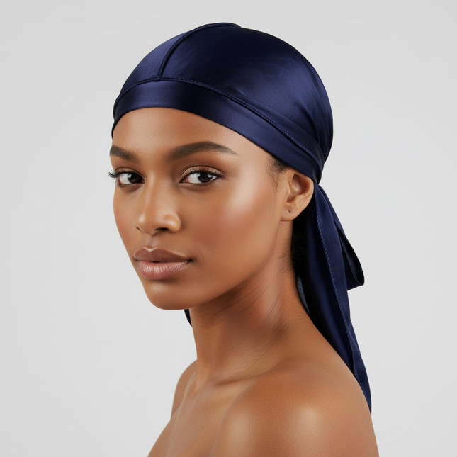 Men's Silk Durag Bonnet Bandana Silky Du Rag Doo Rag Long Tail Waves Cap