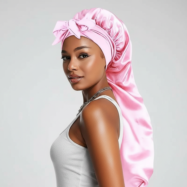 Sleeping Cap with Ribbon for Women, Elastic Satin Bonnet, Sleeping Cap, Breathable Turban, Sleep Headwear, Oversized Bandanas