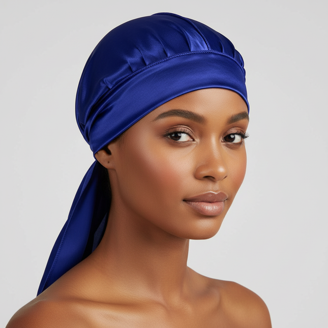 Men's Silk Durag Bonnet Bandana Silky Du Rag Doo Rag Long Tail Waves Cap