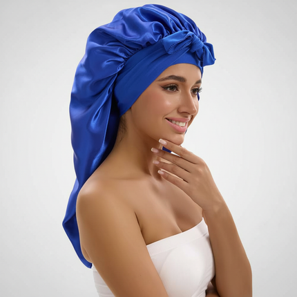 1/2/3pcs Satin Sleep Caps with Ribbon Tie - Black & Pink, Polyester Night Hats for Long Hair, Casual and Stylish Design