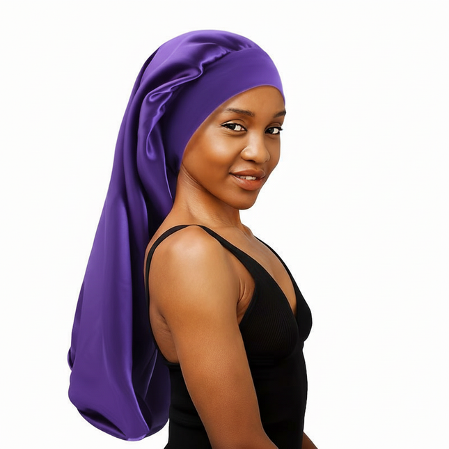 Extra Large Satin Sleep Bonnet - Elastic & Comfortable Night Cap for All Hair Types Bonnet