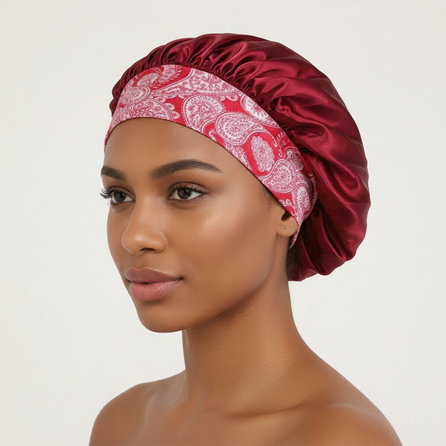 Newest Arrival Women Satin Bonnet Cap Fashion Elastic Wide Band Hair Protect Head Cover Night Sleep Hat Beauty Salon Cover Hair