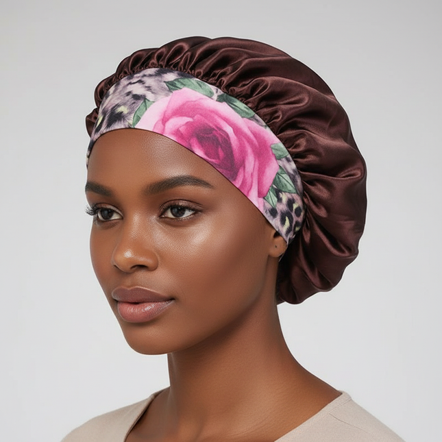 Newest Arrival Women Satin Bonnet Cap Fashion Elastic Wide Band Hair Protect Head Cover Night Sleep Hat Beauty Salon Cover Hair
