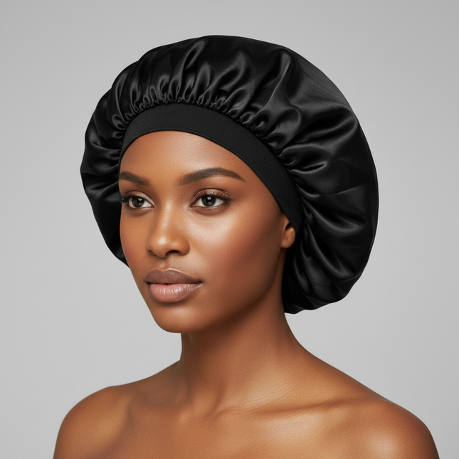 New Women Oversized Silky Hair Soft Elegant Bonnet Solid Color Satin Bonnet Sleeping Night Cap Elastic Shower Bath Hats