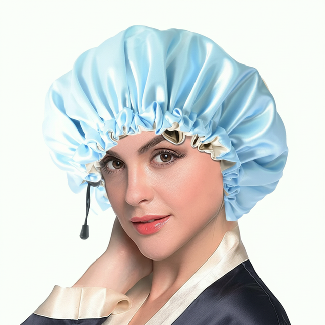 New Women Solid Reversible Satin Bonnet for Curly Hair Cap Double Layer Adjustable Sleep Cap Elastic Hair Cap Haircare Night Hat