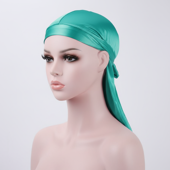 Unisex Silky Durags Bandanas Turban Hat Wigs Doo Men Satin Durag Biker Headwear Headband Hair Accessories Extra Long Tail Du-Rag