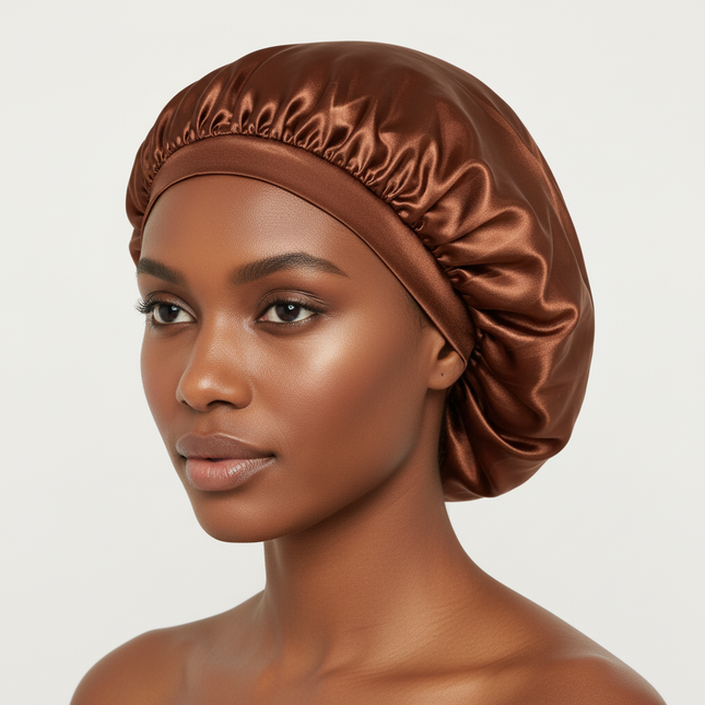 Black Simulated Silk Dry Hair Cap for Women with Long Hair, Absorbent Polyester Fiber Dry Hair Elastic Satin Hair Cap Shower Cap