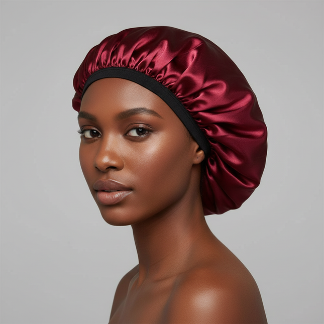 Sleep Bonnet Large Size Black Slim Band Elastic Shiny Headwear Soft Women Long Curly Hair Wrap Satin Hat Sleeping Home Supplies